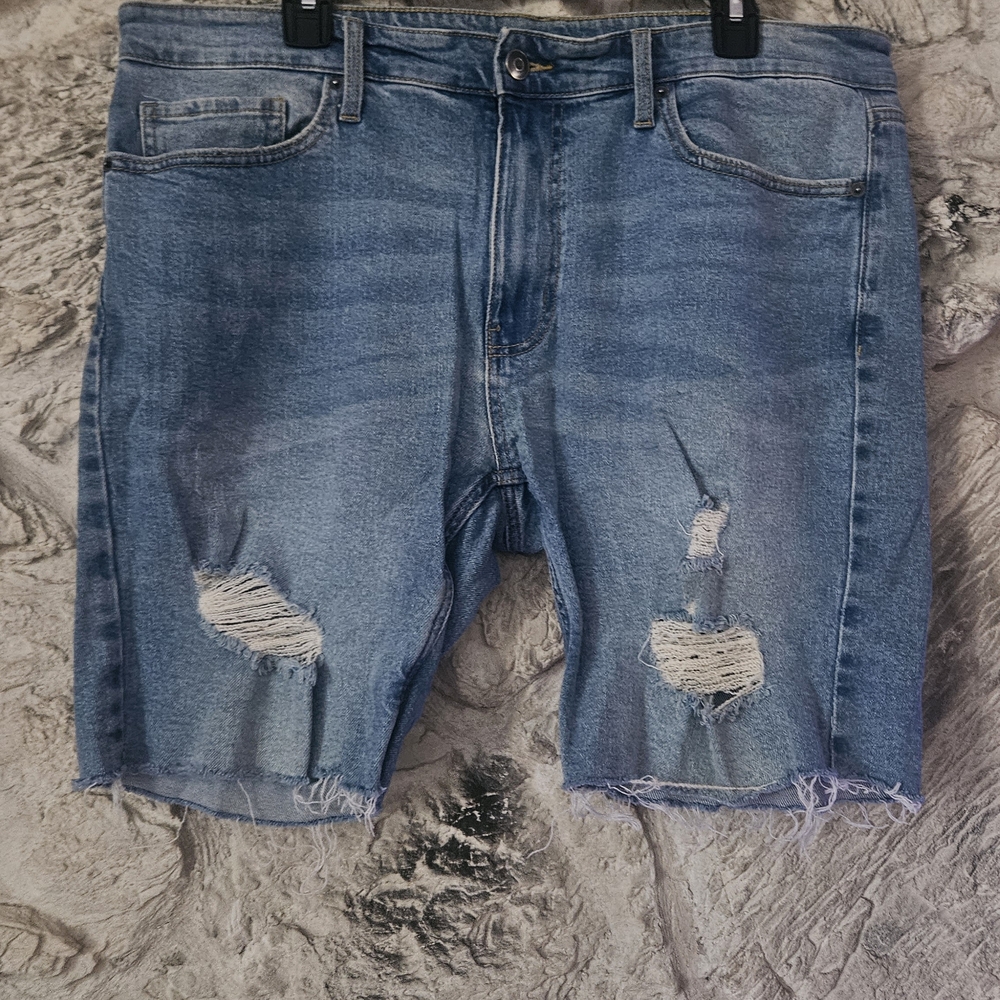 No Boundaries Light Blue Distressed Jean Shorts